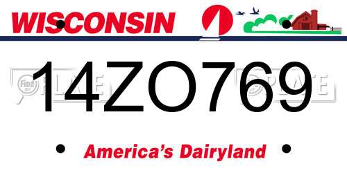 14ZO769 Wisconsin License Plate