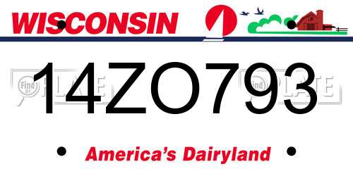14ZO793 Wisconsin License Plate