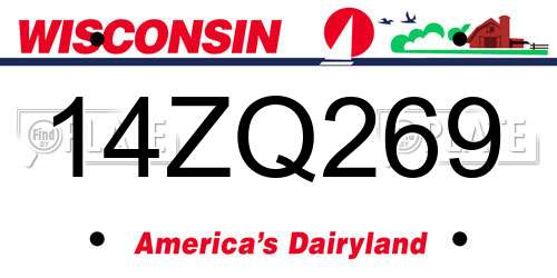 14ZQ269 Wisconsin License Plate