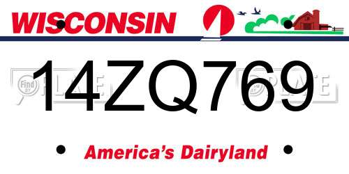 14ZQ769 Wisconsin License Plate