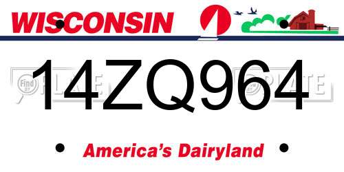 14ZQ964 Wisconsin License Plate