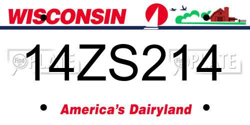 14ZS214 Wisconsin License Plate