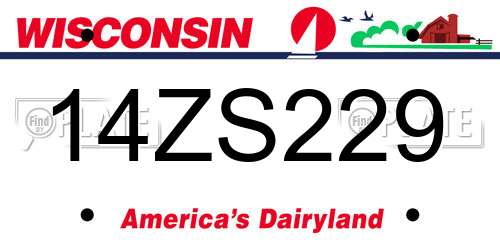 14ZS229 Wisconsin License Plate
