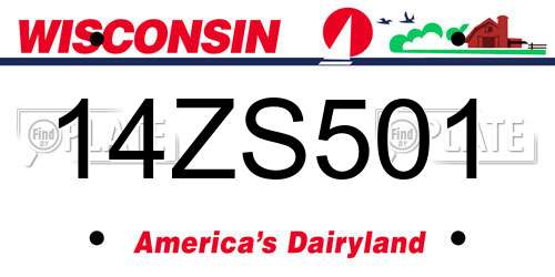 14ZS501 Wisconsin License Plate