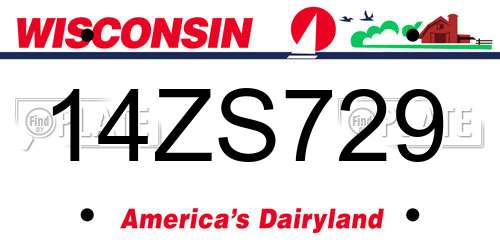 14ZS729 Wisconsin License Plate