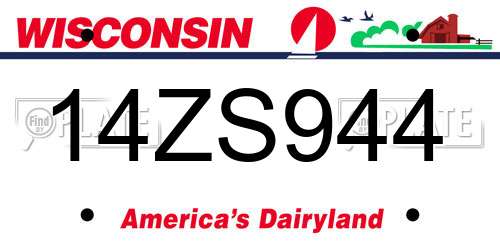 14ZS944 Wisconsin License Plate
