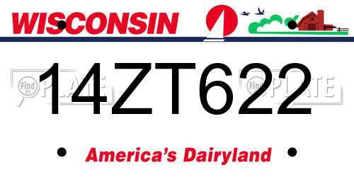 14ZT622 Wisconsin License Plate