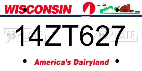 14ZT627 Wisconsin License Plate