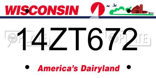 14ZT672 Wisconsin License Plate