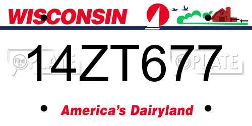 14ZT677 Wisconsin License Plate