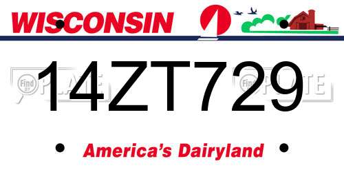 14ZT729 Wisconsin License Plate