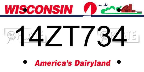 14ZT734 Wisconsin License Plate