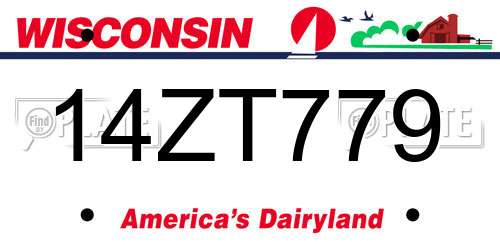 14ZT779 Wisconsin License Plate