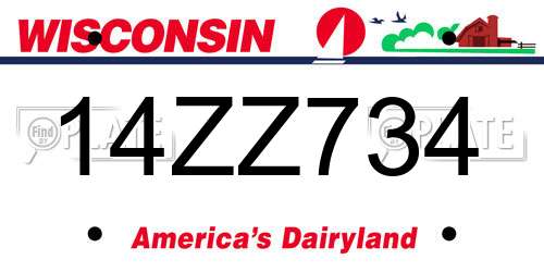 14ZZ734 Wisconsin License Plate