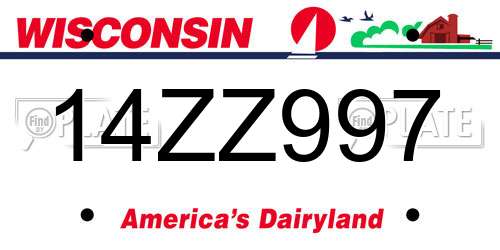 14ZZ997 Wisconsin License Plate
