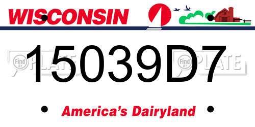 15039D7 Wisconsin License Plate
