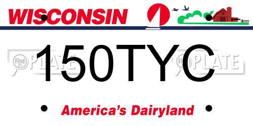 150TYC Wisconsin License Plate