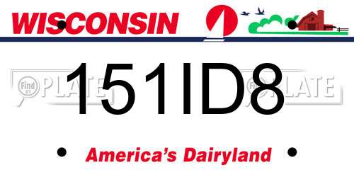 151ID8 Wisconsin License Plate