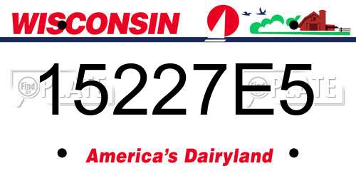 15227E5 Wisconsin License Plate