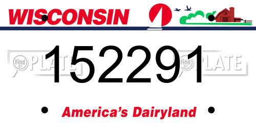 152291 Wisconsin License Plate