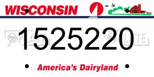 1525220 Wisconsin License Plate