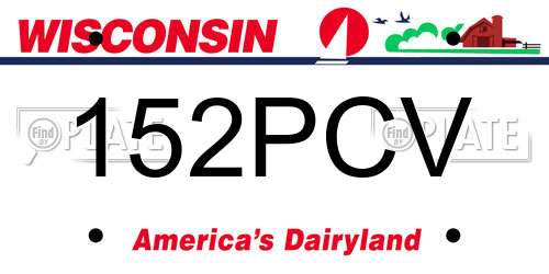 152PCV Wisconsin License Plate