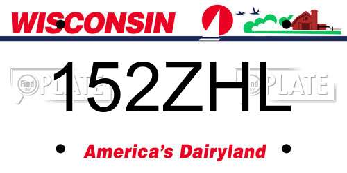 152ZHL Wisconsin License Plate