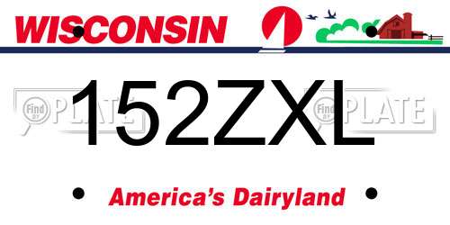 152ZXL Wisconsin License Plate