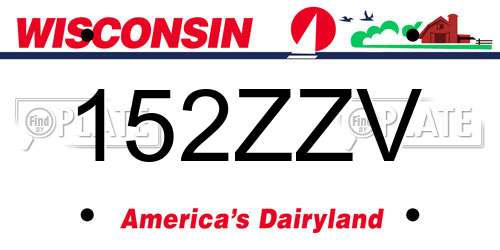 152ZZV Wisconsin License Plate