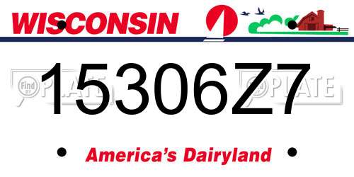 15306Z7 Wisconsin License Plate