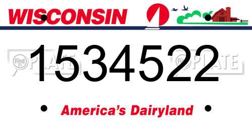 1534522 Wisconsin License Plate