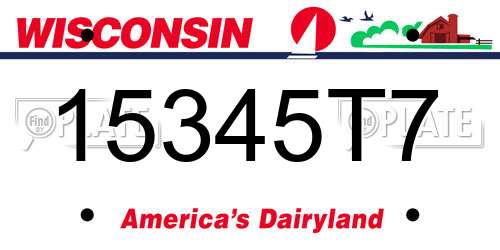 15345T7 Wisconsin License Plate