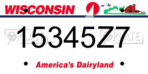 15345Z7 Wisconsin License Plate