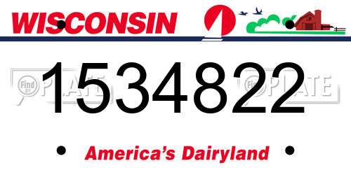 1534822 Wisconsin License Plate