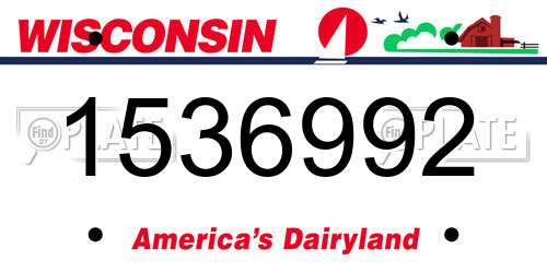 1536992 Wisconsin License Plate