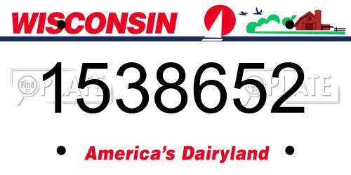 1538652 Wisconsin License Plate