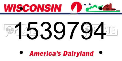 1539794 Wisconsin License Plate
