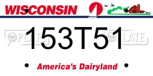 153T51 Wisconsin License Plate
