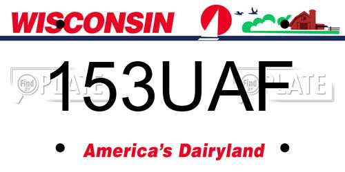 153UAF Wisconsin License Plate