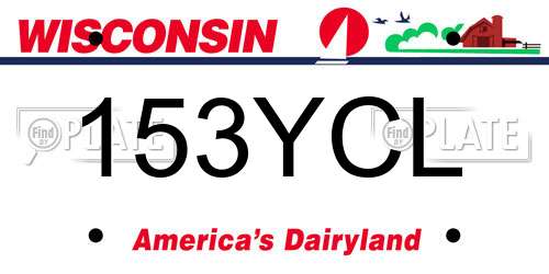 153YCL Wisconsin License Plate