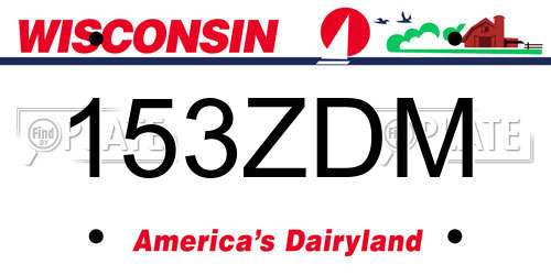153ZDM Wisconsin License Plate