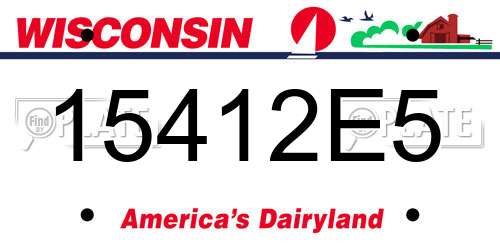 15412E5 Wisconsin License Plate