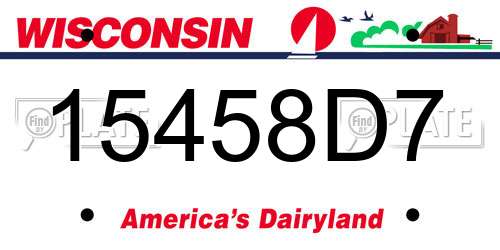 15458D7 Wisconsin License Plate