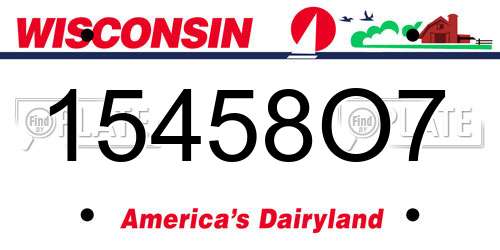15458O7 Wisconsin License Plate