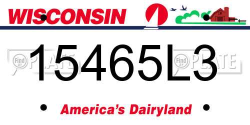 15465L3 Wisconsin License Plate