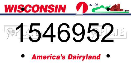 1546952 Wisconsin License Plate
