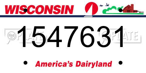 1547631 Wisconsin License Plate