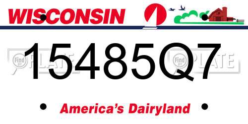 15485Q7 Wisconsin License Plate