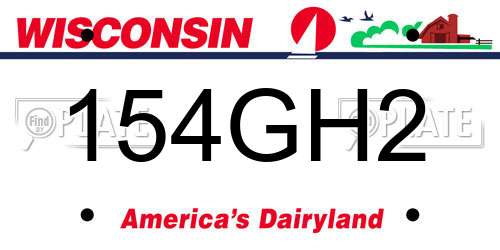 154GH2 Wisconsin License Plate