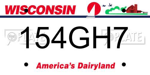 154GH7 Wisconsin License Plate